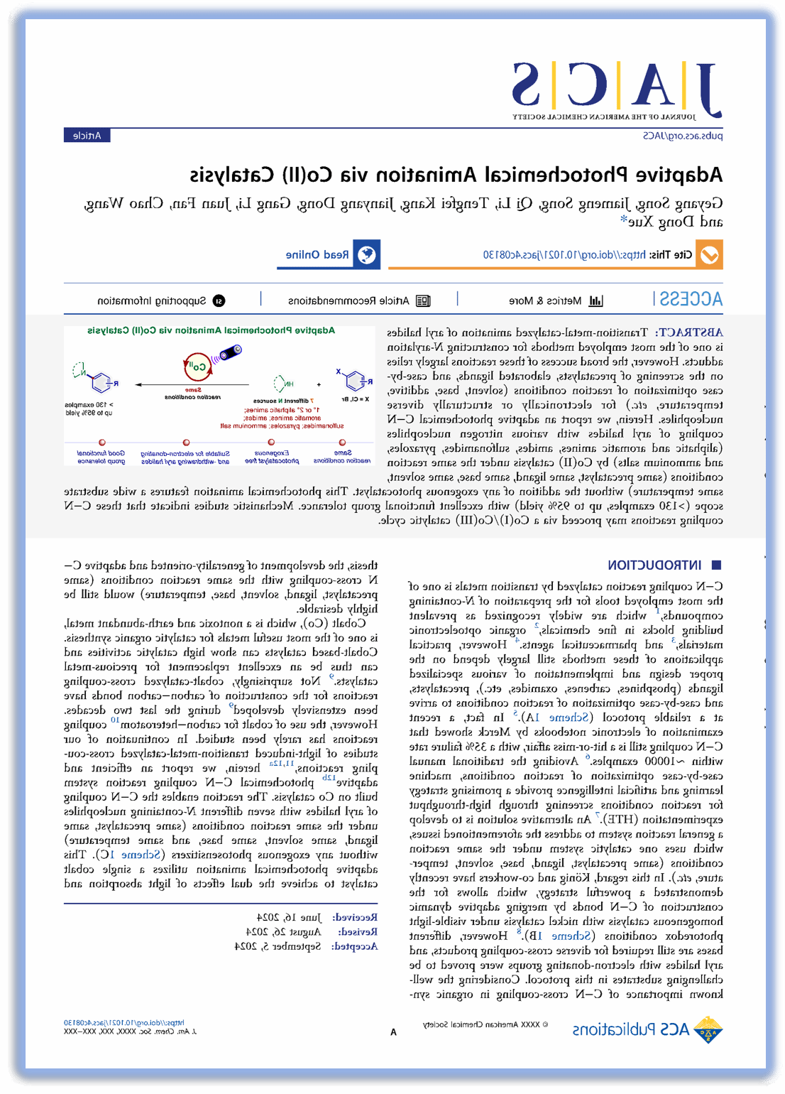 绿色催化与合成团队在学术期刊JACS上发表研究成果（2024-09-18）